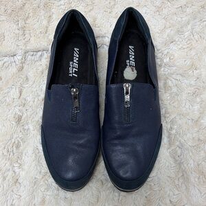 Vaneli Navy Zip-Up Loafers
